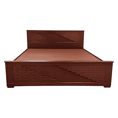SAF-BT-07 Hard Wood with Ply Cot|78X72|Walnut||Cot/Bed Set
