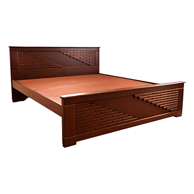 SAF-BT-07 Hard Wood with Ply Cot|78X60|Walnut||Cot/Bed Set
