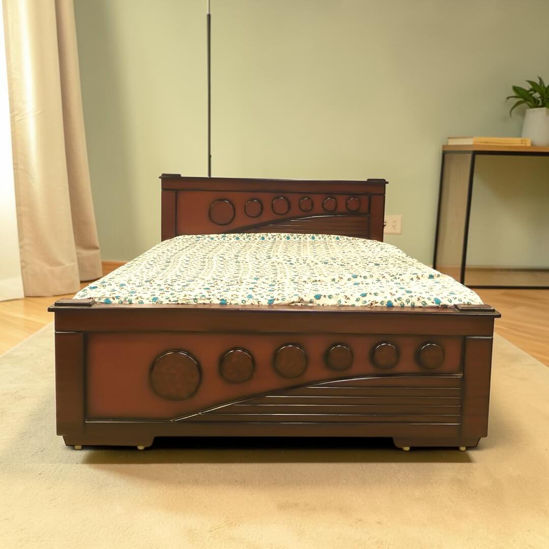 SAF-BT-08 Hard Wood with Ply Cot|78X48|Walnut||Cot/Bed Set