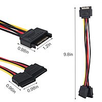 IDE to Dual SATA Power Adapter Y Cable | 15-Pin Male to Dual 15-Pin Female Splitter for Desktop, Laptop, DVR (Black) IDE to Dual SATA Power Adapter Y Cable | 15-Pin Male to Dual 15-Pin Female Splitter for Desktop, Laptop, DVR (Black)