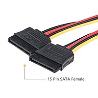 IDE to Dual SATA Power Adapter Y Cable | 15-Pin Male to Dual 15-Pin Female Splitter for Desktop, Laptop, DVR (Black) IDE to Dual SATA Power Adapter Y Cable | 15-Pin Male to Dual 15-Pin Female Splitter for Desktop, Laptop, DVR (Black)