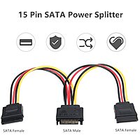 IDE to Dual SATA Power Adapter Y Cable | 15-Pin Male to Dual 15-Pin Female Splitter for Desktop, Laptop, DVR (Black) IDE to Dual SATA Power Adapter Y Cable | 15-Pin Male to Dual 15-Pin Female Splitter for Desktop, Laptop, DVR (Black)