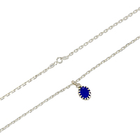 Sterling Silver Chain with Blue Stone Pendant