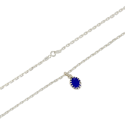 Sterling Silver Chain with Blue Stone Pendant Sterling Silver Chain with Blue Stone Pendant