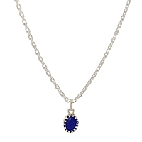Sterling Silver Chain with Blue Stone Pendant