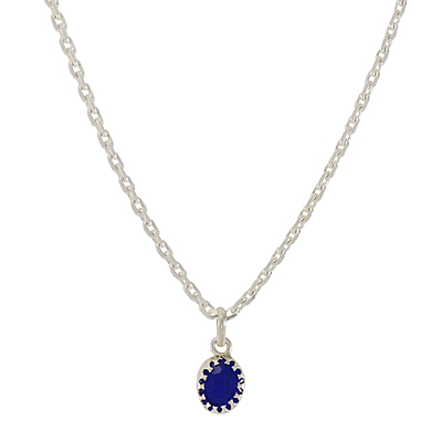 Sterling Silver Chain with Blue Stone Pendant Sterling Silver Chain with Blue Stone Pendant