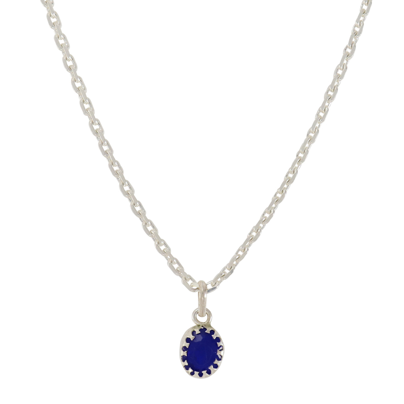 Sterling Silver Chain with Blue Stone Pendant Sterling Silver Chain with Blue Stone Pendant