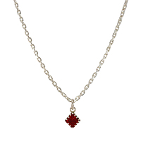 Sterling Silver Chain with Red Stone Pendant