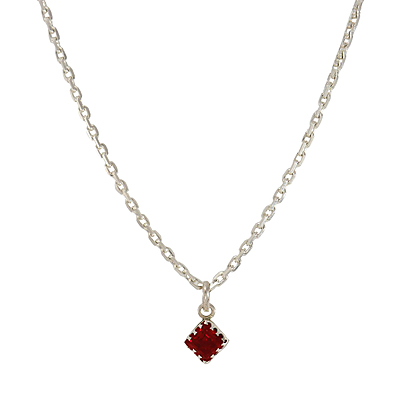 Sterling Silver Chain with Red Stone Pendant Sterling Silver Chain with Red Stone Pendant