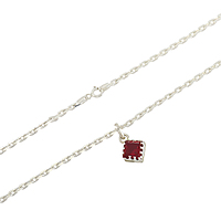 Sterling Silver Chain with Red Stone Pendant