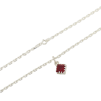 Sterling Silver Chain with Red Stone Pendant Sterling Silver Chain with Red Stone Pendant