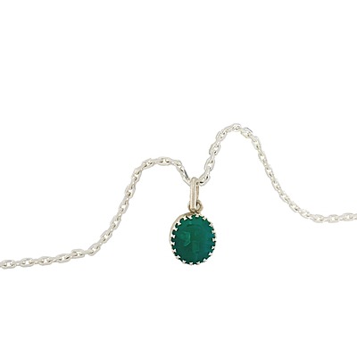 Sterling Silver Chain with Green Stone Pendant