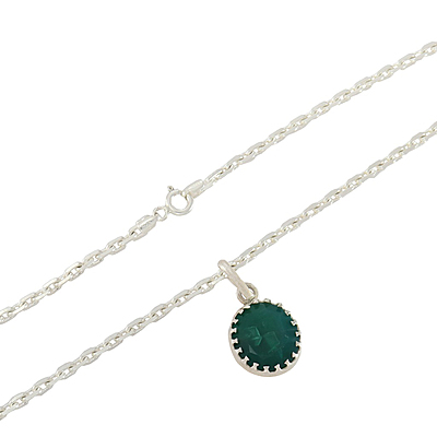 Sterling Silver Chain with Green Stone Pendant