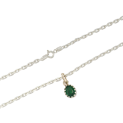 Silver Chain with Green Stone Pendant