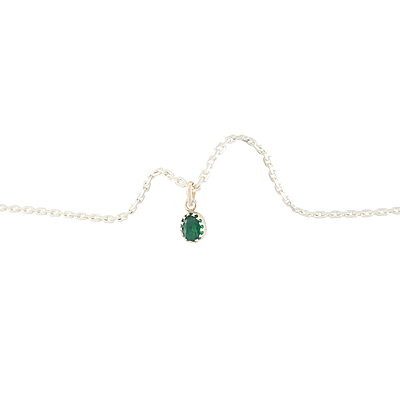 Silver Chain with Green Stone Pendant
