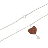 Sterling Silver Chain with Heart Rajavarthi Pendant ( White)