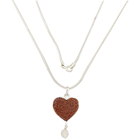 Sterling Silver Chain with Heart Rajavarthi Pendant ( White)