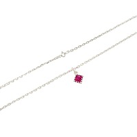 Sterling Silver Chain with Pink Stone Pendant