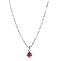 Sterling Silver Chain with Pink Stone Pendant