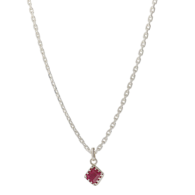 Sterling Silver Chain with Pink Stone Pendant Sterling Silver Chain with Pink Stone Pendant