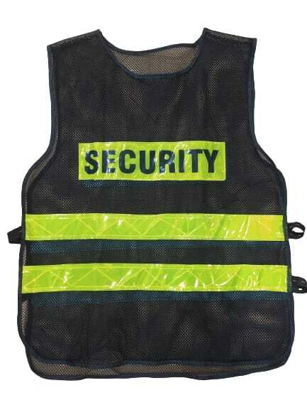 ISAFE Polyester Fabric Security Print Reflective Safety Jacket | Ideal For a Variety Of Purposes Such As Traffic Control, Sports, Construction Sites & Sea Patrolling | Black