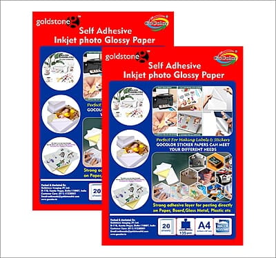 A4 Self Adhesive Inkjet PHOTO Paper  135 Gsm A4(210mm X 297mm) 20SHEET X 2PKT=40 Sheet A4 Self Adhesive Inkjet PHOTO Paper  135 Gsm A4(210mm X 297mm) 20SHEET X 2PKT=40 Sheet