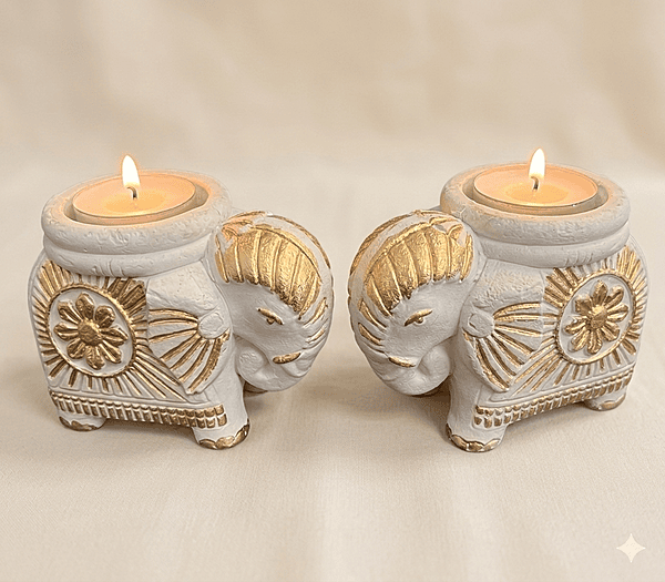 SET OF 2 BIG ELEPHANT DIYAS
