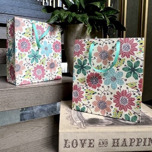 SET OF 2 MEDIUM FLORAL BAGS