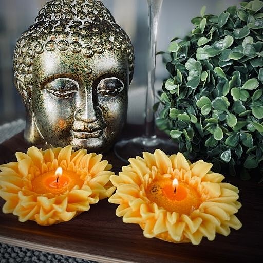 SET OF 2 YELLOW SUNFLOWER CANDLE