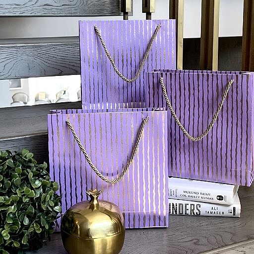 SET OF 3 LILAC STRIPE BAGS