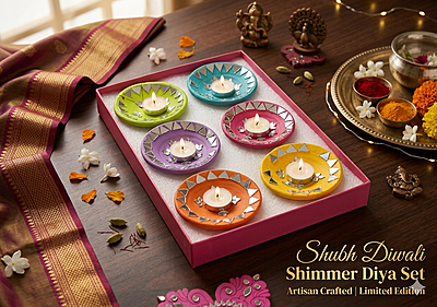SET OF 6 FIRNI MIRROR DIYAS
