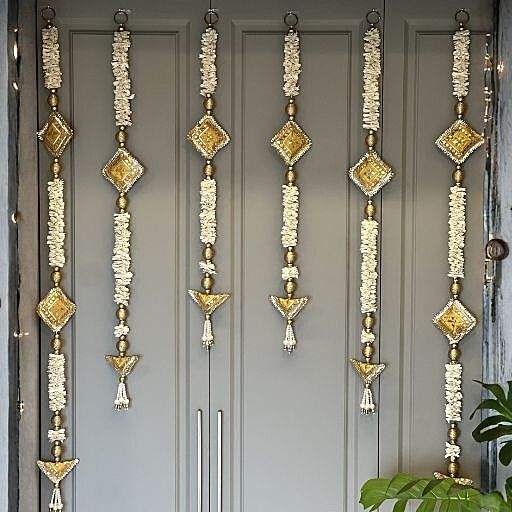 SET OF 6 GOTA PATTI YELLOW CURTAIN TORAN