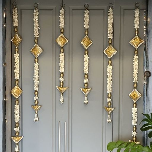 SET OF 6 GOTA PATTI YELLOW CURTAIN TORAN