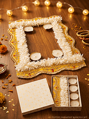 SET OF RANGOLI STRIPS & METAL DIYAS
