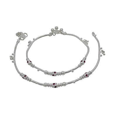 Silver Women Anklet with Red Stone Silver Women Anklet with Red Stone