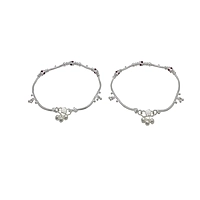 Silver Women Anklet with Red Stone