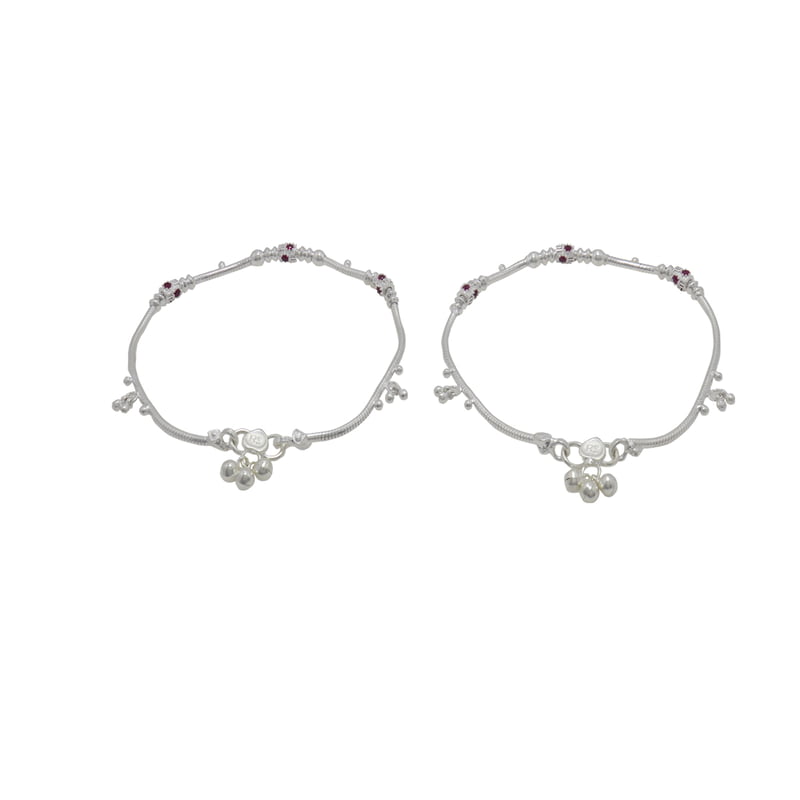 Silver Women Anklet with Red Stone Silver Women Anklet with Red Stone