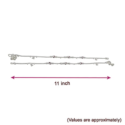 Silver Women Anklet with Red Stone Silver Women Anklet with Red Stone