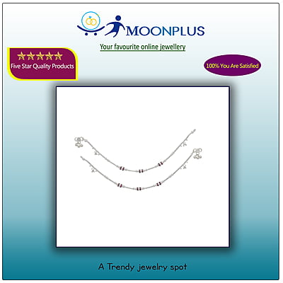 Silver Red Stone Women Anklet