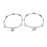 Silver Red Stone Women Anklet