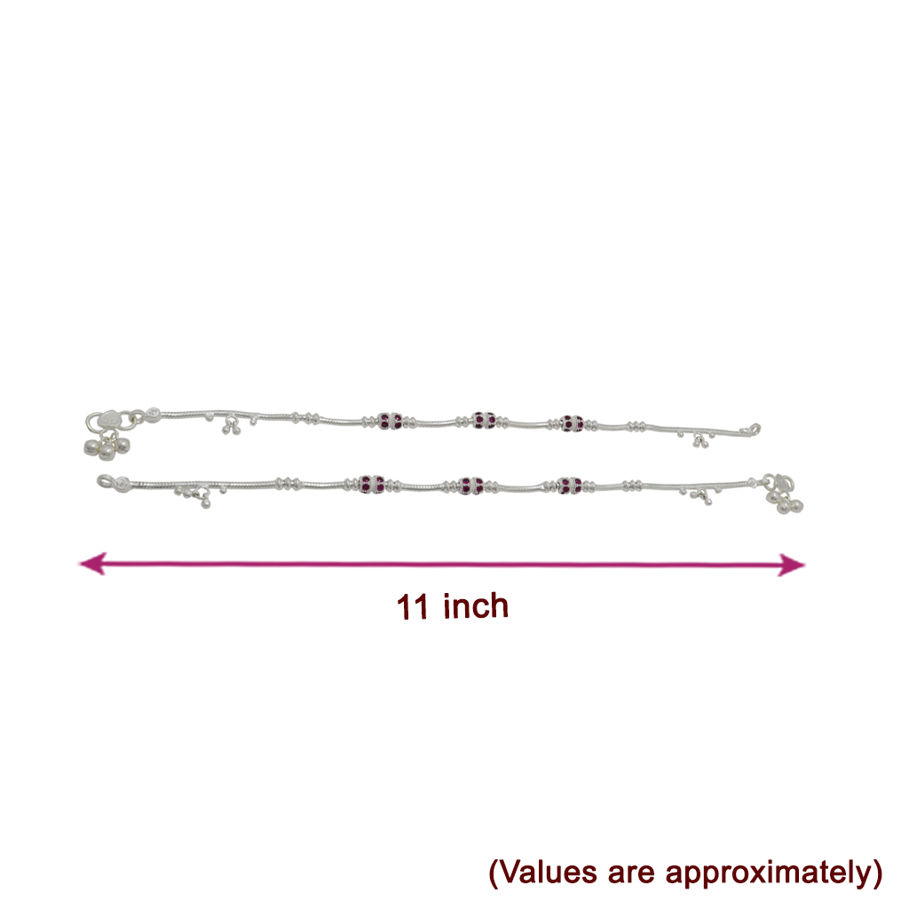 Silver Red Stone Women Anklet