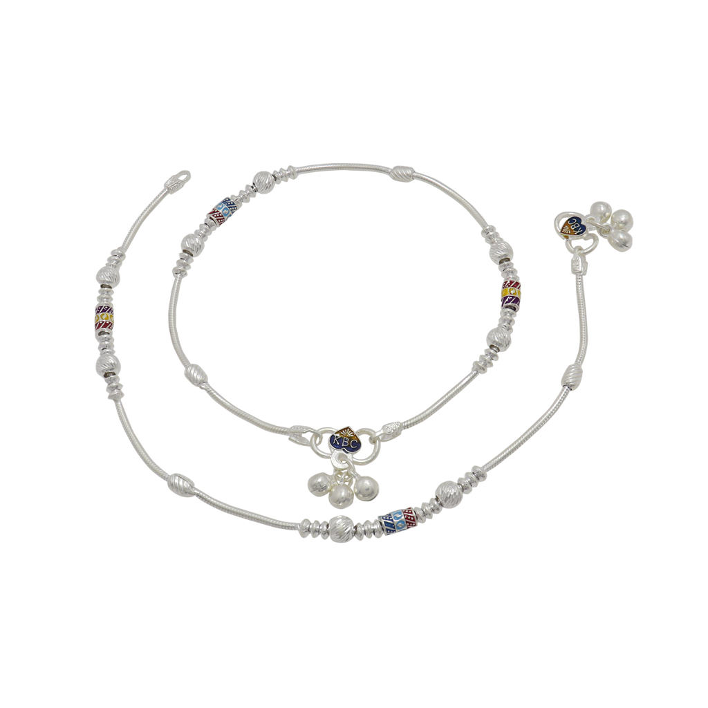 Silver Multicolour Fancy Women Anklet
