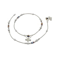 Silver Multicolour Fancy Women Anklet