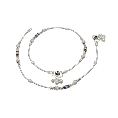 Silver Multicolour Fancy Women Anklet Silver Multicolour Fancy Women Anklet