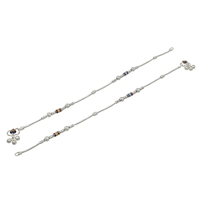 Silver Multicolour Fancy Women Anklet Silver Multicolour Fancy Women Anklet