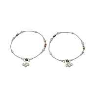 Silver Multicolour Fancy Women Anklet