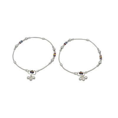 Silver Multicolour Fancy Women Anklet Silver Multicolour Fancy Women Anklet