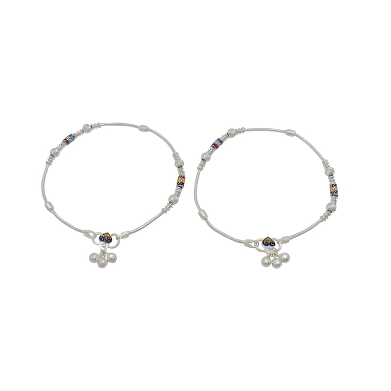 Silver Multicolour Fancy Women Anklet