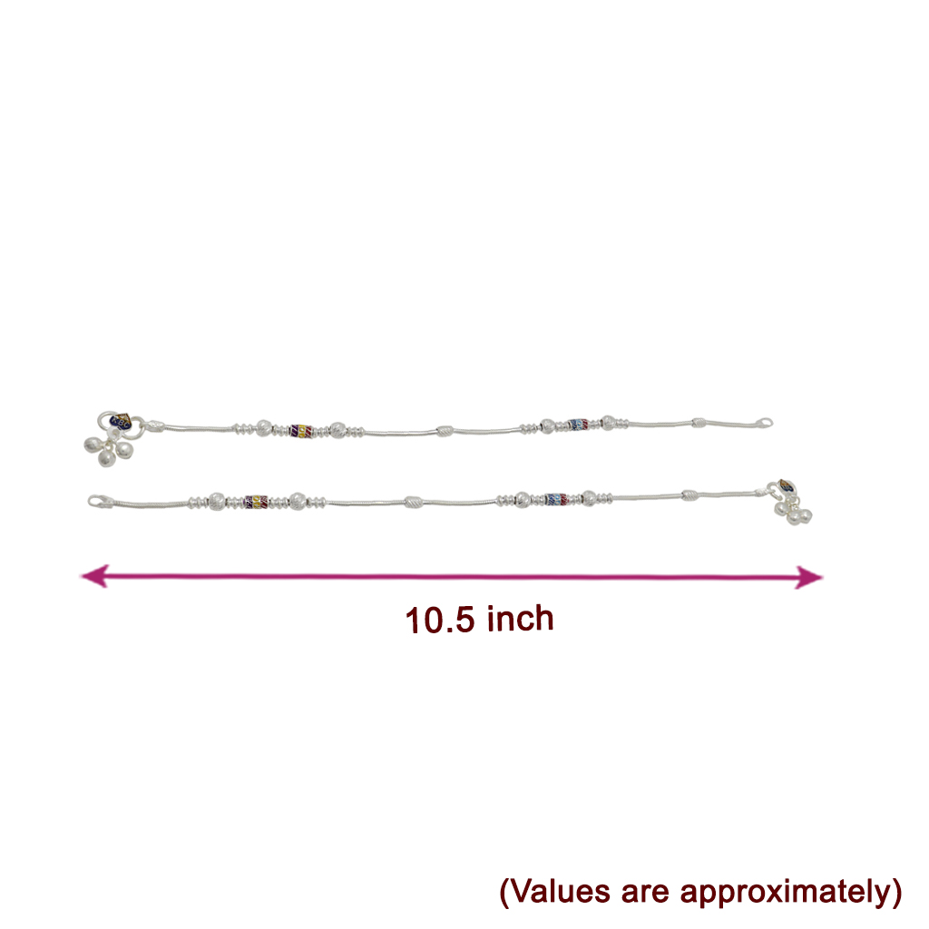Silver Multicolour Fancy Women Anklet