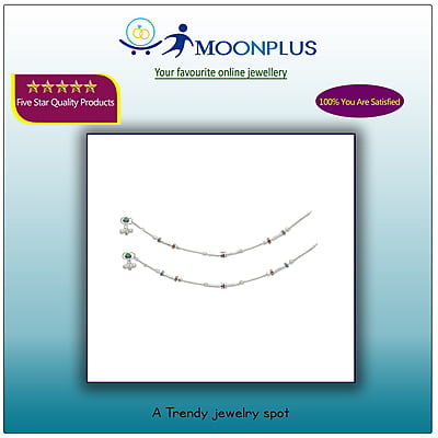 Silver Women Fancy Anklet ( 9.5 in ) Silver Women Fancy Anklet ( 9.5 in )